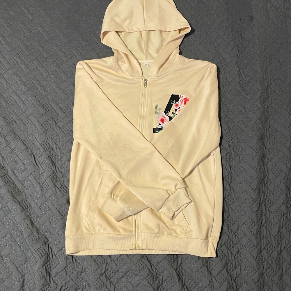 SHEIN Cream Floral Hoodie